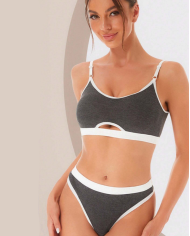 Gri Antrasit Kaşkorse & Beyaz Cut-Out Tanga Takım | Özelisse