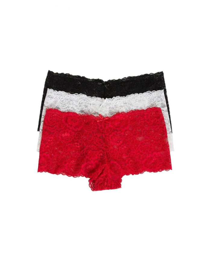 Siyah Beyaz Kırmızı 3'lü Dantel Külot Paketi | Özelisse