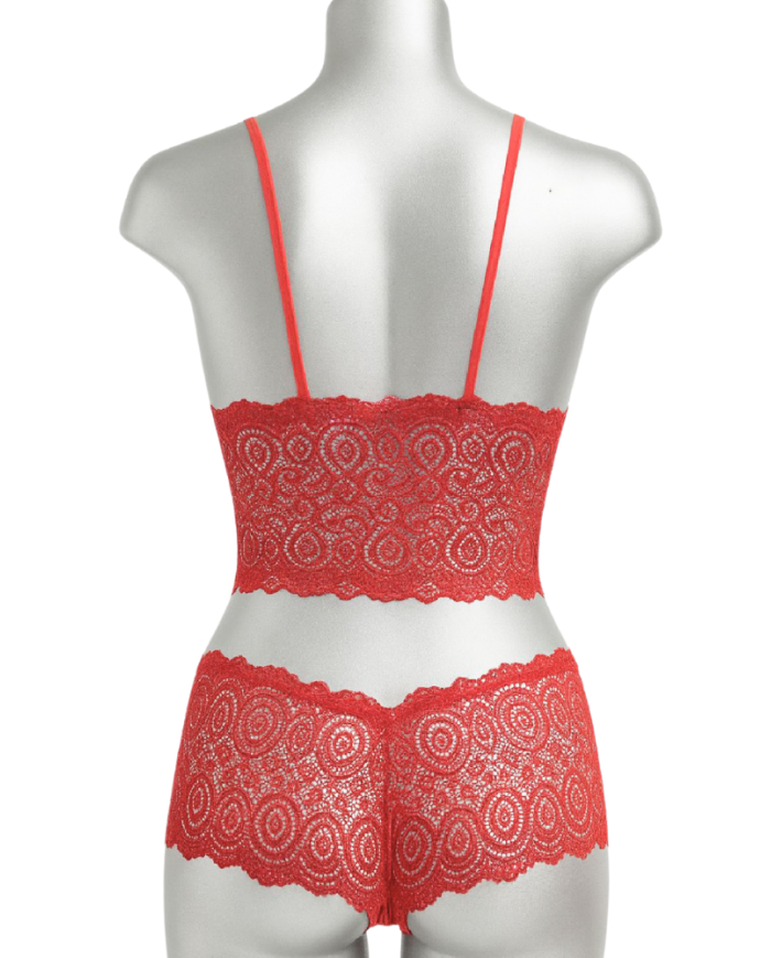Kırmızı Dantel Bralet Şort Takımı | Özelisse İç Giyim