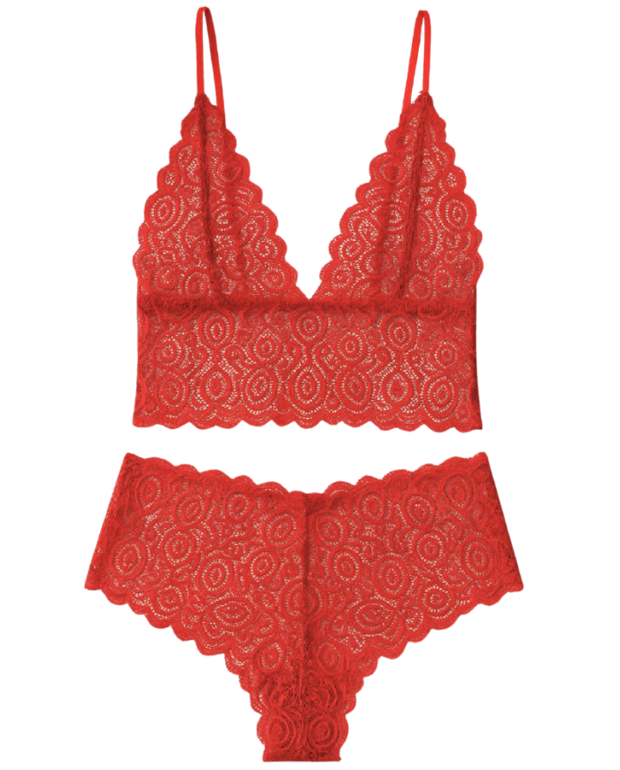 Kırmızı Dantel Bralet Şort Takımı | Özelisse İç Giyim