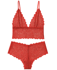 Kırmızı Dantel Bralet Şort Takımı | Özelisse İç Giyim
