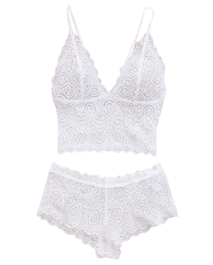 Beyaz Dantel Bralet Şort Takımı | Özelisse İç Giyim