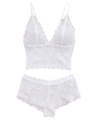 Beyaz Dantel Bralet Şort Takımı | Özelisse İç Giyim