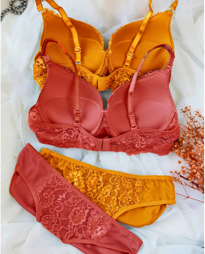 Hardal & Kiremit Dolgulu Sütyen Külot Takımı 2'li Paket | Özelisse