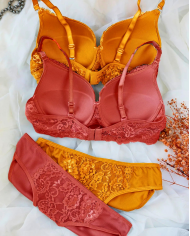 Hardal & Kiremit Dolgulu Sütyen Külot Takımı 2'li Paket | Özelisse