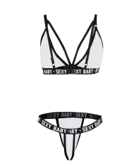 Beyaz Yazı Detaylı İpli Sütyen Takımı | Sexy Baby | Özelisse